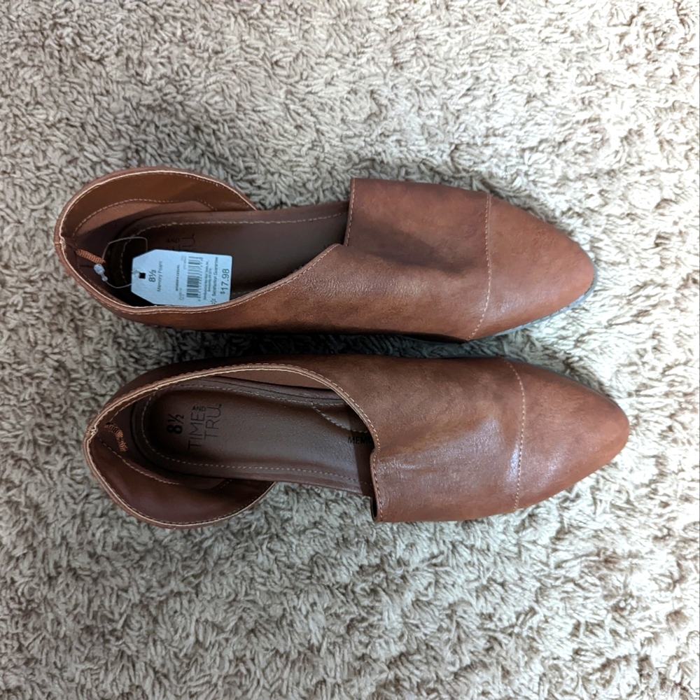 Booties flats brown leather shoes 8.5